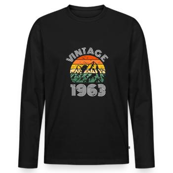 Vintage Retro 1963 60th Birthday Cadeau - T-shirt manches longues Premium bio Homme - noir - Devant - Nico (187cm)