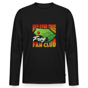 Red Eyed Tree Frog Fan Club Shirt Gift - Men's Premium Organic Long Sleeve Shirt - black - Front - Nico (187cm)