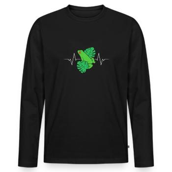 Rythme cardiaque Ligne cardiaque Fréquence cardiaque Rainette - T-shirt manches longues Premium bio Homme - noir - Devant - Nico (187cm)