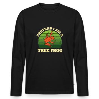 Pretend I Am A Tree Frog Baumfrosch Shirt - Männer Premium Bio Langarmshirt - Schwarz - Vorne - Nico (187cm)