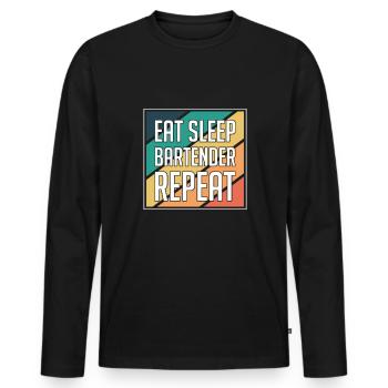 Eat Sleep Bartender Repeat Shirt - Men's Premium Organic Long Sleeve Shirt - black - Front - Nico (187cm)