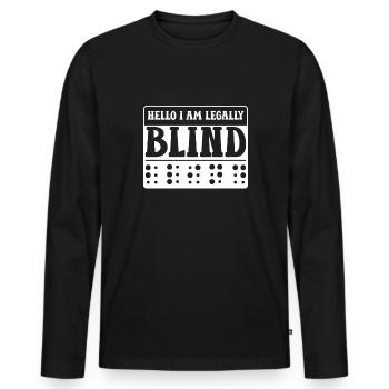 Hello I Am Legally Blind Shirt Gift - Men's Premium Organic Long Sleeve Shirt - black - Front - Nico (187cm)
