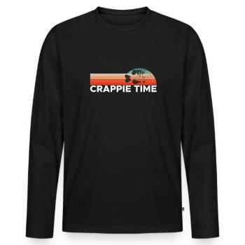 Vintage Retro Crappie Time Shirt Gift - Men's Premium Organic Long Sleeve Shirt - black - Front - Nico (187cm)