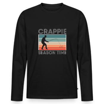 Crappie Season Time Shirt Gift Vintage Retro - Men's Premium Organic Long Sleeve Shirt - black - Front - Nico (187cm)