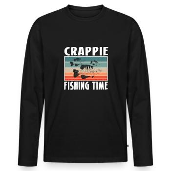 Vintage Retro Crappie Fishing Time Shirt - Men's Premium Organic Long Sleeve Shirt - black - Front - Nico (187cm)
