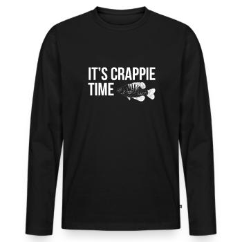 Its Crappie Time Shirt Gift - Men's Premium Organic Long Sleeve Shirt - black - Front - Nico (187cm)