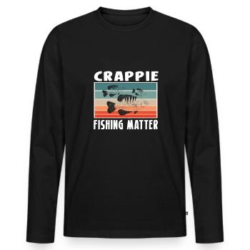 Vintage Retro Crappie Fishing Matter Shirt - Men's Premium Organic Long Sleeve Shirt - black - Front - Nico (187cm)