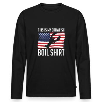 This Is My Crawfish Boil Shirt USA America Flag - Men's Premium Organic Long Sleeve Shirt - black - Front - Nico (187cm)