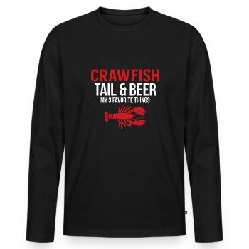 Queue d’écrevisse & bière - T-shirt manches longues Premium bio Homme - noir - Devant - Nico (187cm)
