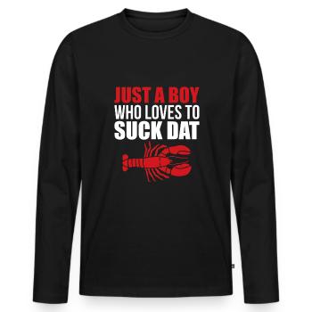 Juste un garçon qui aime sucer la chemise dat écrevisse - T-shirt manches longues Premium bio Homme - noir - Devant - Nico (187cm)