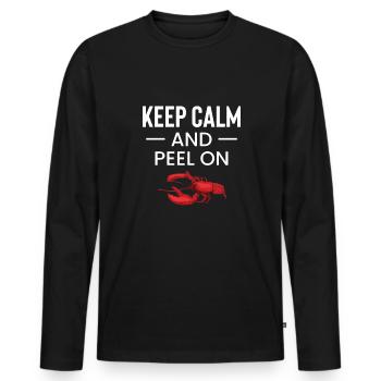 Keep Calm And Peel On Crawfish - Men's Premium Organic Long Sleeve Shirt - black - Front - Nico (187cm)