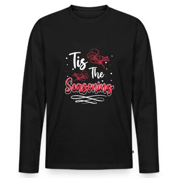 Tis The Seasoning Crawfish Shirt - Men's Premium Organic Long Sleeve Shirt - black - Front - Nico (187cm)