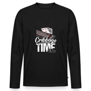 Cribbage Time Shirt Geschenk - Männer Premium Bio Langarmshirt - Schwarz - Vorne - Nico (187cm)