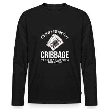 Cribbage Shirt Geschenk - Männer Premium Bio Langarmshirt - Schwarz - Vorne - Nico (187cm)