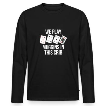 Nous jouons aux Muggins dans ce club de cribbage - T-shirt manches longues Premium bio Homme - noir - Devant - Nico (187cm)