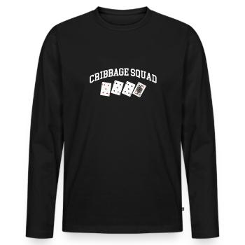 Cribbage Squad Shirt Geschenk - Männer Premium Bio Langarmshirt - Schwarz - Vorne - Nico (187cm)