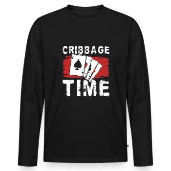 Cribbage Time Shirt Geschenk - Männer Premium Bio Langarmshirt - Schwarz - Vorne - Nico (187cm)