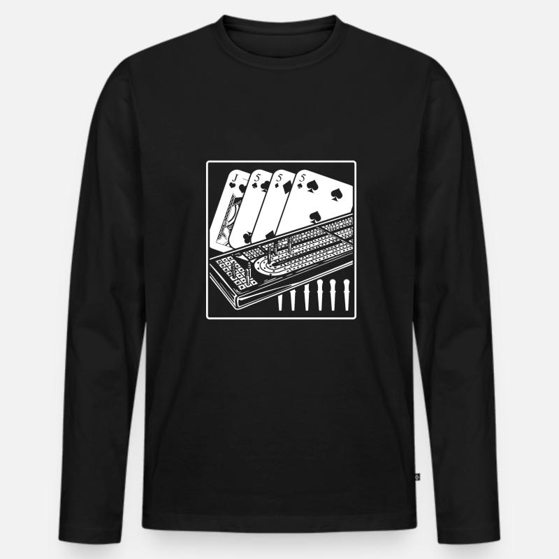 Cribbage Shirt Geschenk - Männer Premium Bio Langarmshirt - Schwarz