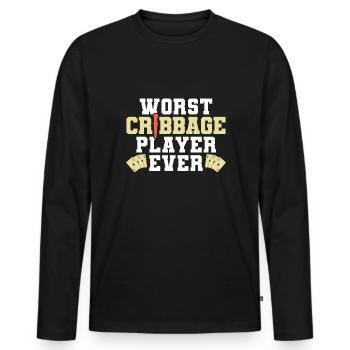 Le pire joueur de cribbage de tous les temps cadeau de maillot - T-shirt manches longues Premium bio Homme - noir - Devant - Nico (187cm)