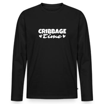 Cribbage Time Shirt Geschenk - Männer Premium Bio Langarmshirt - Schwarz - Vorne - Nico (187cm)