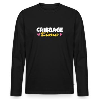Cribbage Time Shirt Geschenk - Männer Premium Bio Langarmshirt - Schwarz - Vorne - Nico (187cm)