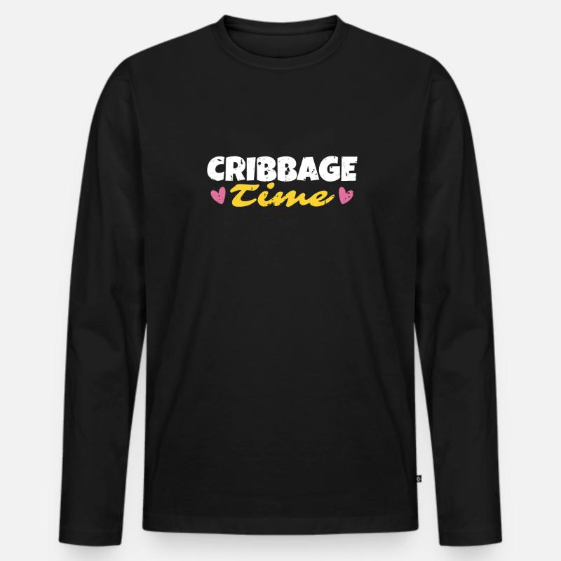 Cribbage Time Shirt Geschenk - Männer Premium Bio Langarmshirt - Schwarz