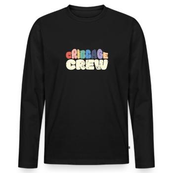 Cribbage Crew Shirt Geschenk - Männer Premium Bio Langarmshirt - Schwarz - Vorne - Nico (187cm)