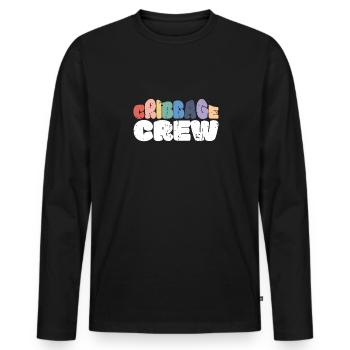 Cribbage Crew Shirt Geschenk - Männer Premium Bio Langarmshirt - Schwarz - Vorne - Nico (187cm)