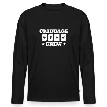 Cribbage Crew Shirt Geschenk - Männer Premium Bio Langarmshirt - Schwarz - Vorne - Nico (187cm)