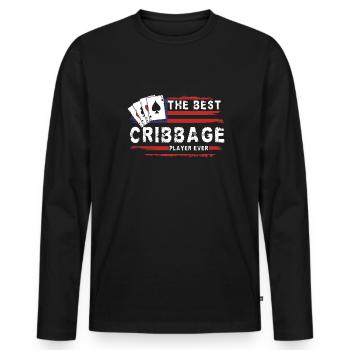 Le meilleur maillot de joueur de cribbage de tous les temps - T-shirt manches longues Premium bio Homme - noir - Devant - Nico (187cm)