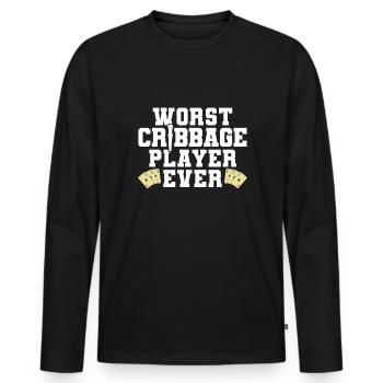 Le pire joueur de cribbage de tous les temps cadeau de maillot - T-shirt manches longues Premium bio Homme - noir - Devant - Nico (187cm)