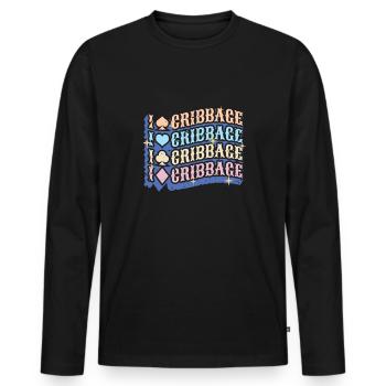 J’aime Cribbage Shirt Cadeau - T-shirt manches longues Premium bio Homme - noir - Devant - Nico (187cm)