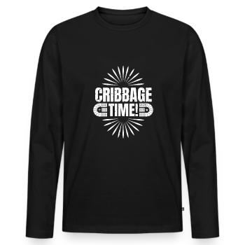 Cribbage Time Shirt Geschenk - Männer Premium Bio Langarmshirt - Schwarz - Vorne - Nico (187cm)