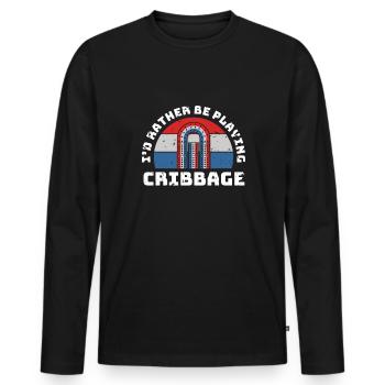 Je préfère jouer au cadeau de chemise de cribbage - T-shirt manches longues Premium bio Homme - noir - Devant - Nico (187cm)