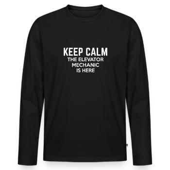 Restez calme Le mécanicien d’ascenseur est là - T-shirt manches longues Premium bio Homme - noir - Devant - Nico (187cm)