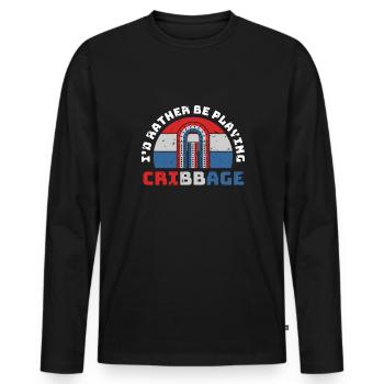 Je préfère jouer au cadeau de chemise de cribbage - T-shirt manches longues Premium bio Homme - noir - Devant - Nico (187cm)