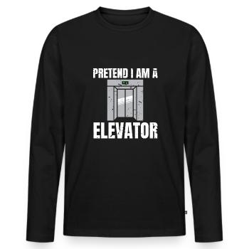Pretend I Am A Elevator Shirt - Männer Premium Bio Langarmshirt - Schwarz - Vorne - Nico (187cm)