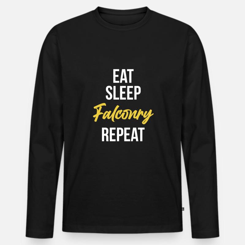 Eat Sleep Falconry Repeat - Männer Premium Bio Langarmshirt - Schwarz