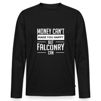 L’argent ne peut pas vous rendre heureux, mais la fauconnerie peut - T-shirt manches longues Premium bio Homme - noir - Devant - Nico (187cm)