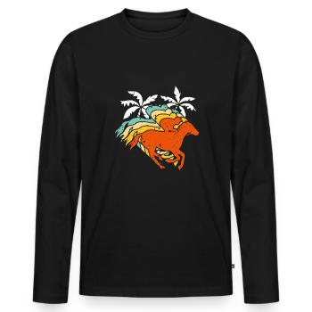 Cadeau de chemise de course de chevaux rétro vintage - T-shirt manches longues Premium bio Homme - noir - Devant - Nico (187cm)