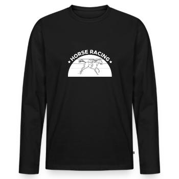 Cadeau de chemise de course de chevaux - T-shirt manches longues Premium bio Homme - noir - Devant - Nico (187cm)