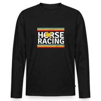 Cadeau de chemise de course de chevaux rétro vintage - T-shirt manches longues Premium bio Homme - noir - Devant - Nico (187cm)