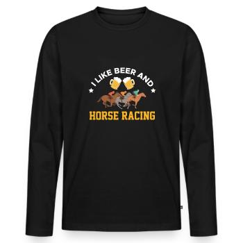 I Like Beer And Horse Racing Shirt - Men's Premium Organic Long Sleeve Shirt - black - Front - Nico (187cm)