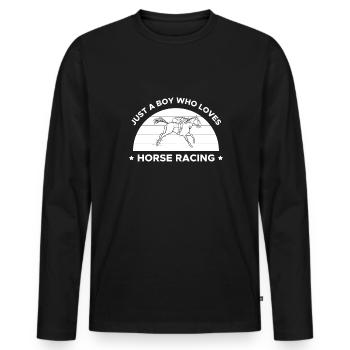 Juste un garçon qui aime les courses de chevaux Cadeau de chemise - T-shirt manches longues Premium bio Homme - noir - Devant - Nico (187cm)
