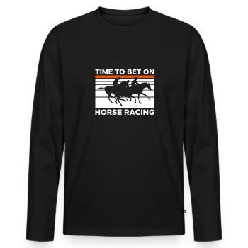 Il est temps de parier sur la chemise de course de chevaux - T-shirt manches longues Premium bio Homme - noir - Devant - Nico (187cm)