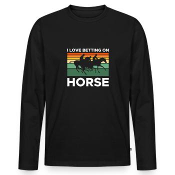 J’adore parier sur le cadeau de chemise de cheval - T-shirt manches longues Premium bio Homme - noir - Devant - Nico (187cm)