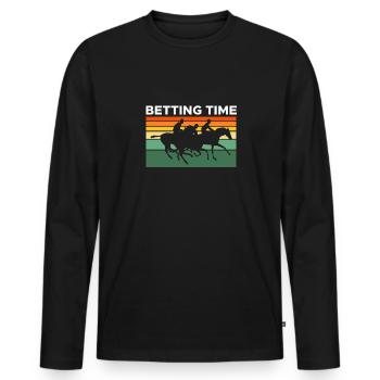 Betting Time Horse Racing Shirt Geschenk - Männer Premium Bio Langarmshirt - Schwarz - Vorne - Nico (187cm)