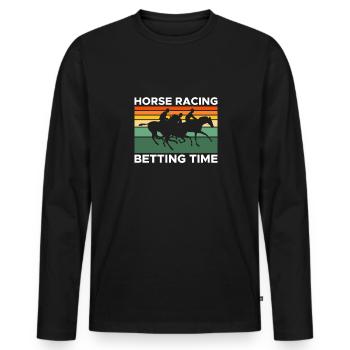 Horse Racing Betting Time Shirt Geschenk - Männer Premium Bio Langarmshirt - Schwarz - Vorne - Nico (187cm)