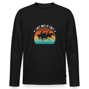 Je me mouille si je parie cadeau de chemise - T-shirt manches longues Premium bio Homme - noir - Devant - Nico (187cm)
