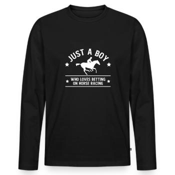 Juste un garçon qui aime parier sur les courses de chevaux - T-shirt manches longues Premium bio Homme - noir - Devant - Nico (187cm)